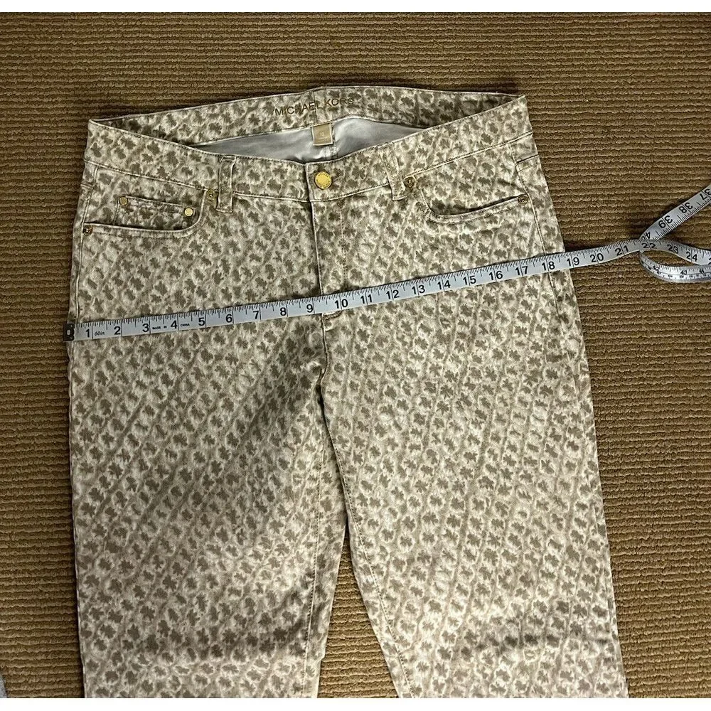 Michael Kors Tan Beige Geometric Print Pants, Size 10 Cotton‎